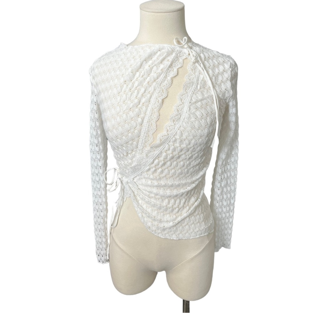 Princess Polly Carisha Lace Long Sleeve Top White 4 - Picture 2 of 5
